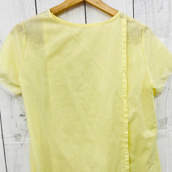 American VINTAGE 70's Katz MEDIUM Yellow Floral Patient Sleep Gown Dress - Picture 7 of 12
